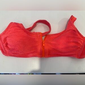 Coral zipper flattering bikini top